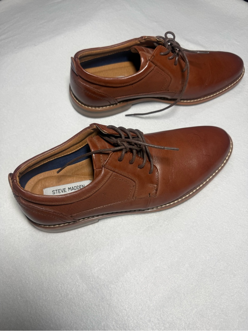 Steve Madden Men's Brown Leather Lace-Up Dress Shoes